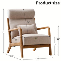 [Modern Accent Chair] Mid Century Modern Accent Chair - Wood Frame, Upholstered Living Room Chairs with Waist Cushion - Reading Schaukelstuhl Sessel for Bedroom Sunroom