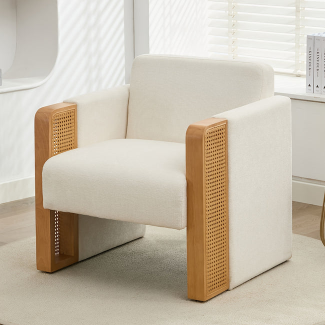 1 Single Modern Rattan Weaving Craft Armchair, Comfortable And Durable Fabric, High Elastic Sponge, Assemble Friendly, Living Room, Study Room