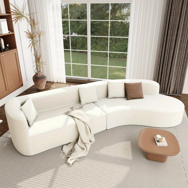 [Large 2-Piece Modern Sectional Sofa] U_Style Modern Large 2-Piece Sectional Sofa with 3 Pillows, for Living Room, Bedroom