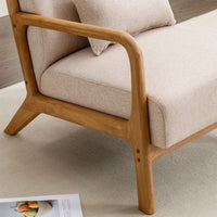 [Modern Accent Chair] Mid Century Modern Accent Chair - Wood Frame, Upholstered Living Room Chairs with Waist Cushion - Reading Schaukelstuhl Sessel for Bedroom Sunroom