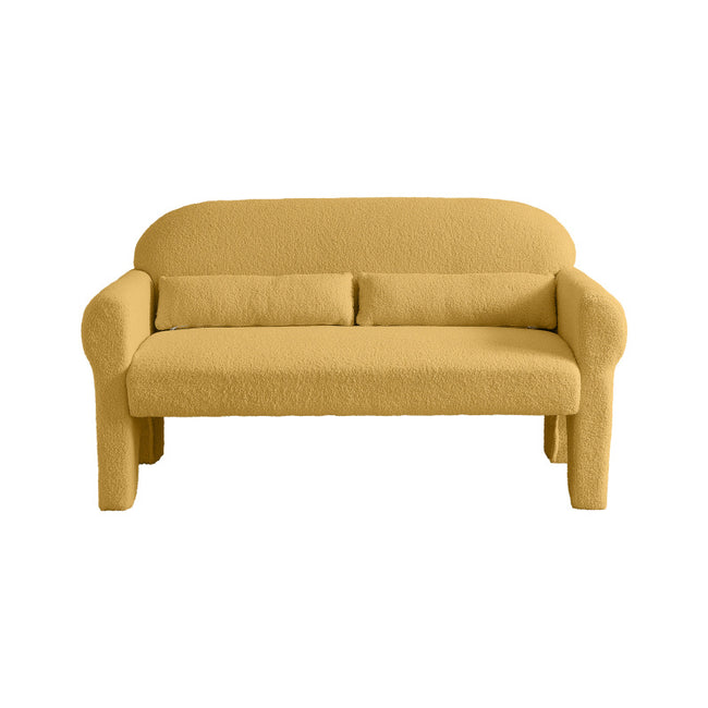 Modern Boucle Loveseat for Living Room - Mustard-Yellow Plush Upholstery, Metal Frame, No Assembly Required, Compact 27"+ Height, Contemporary Minimalist Design