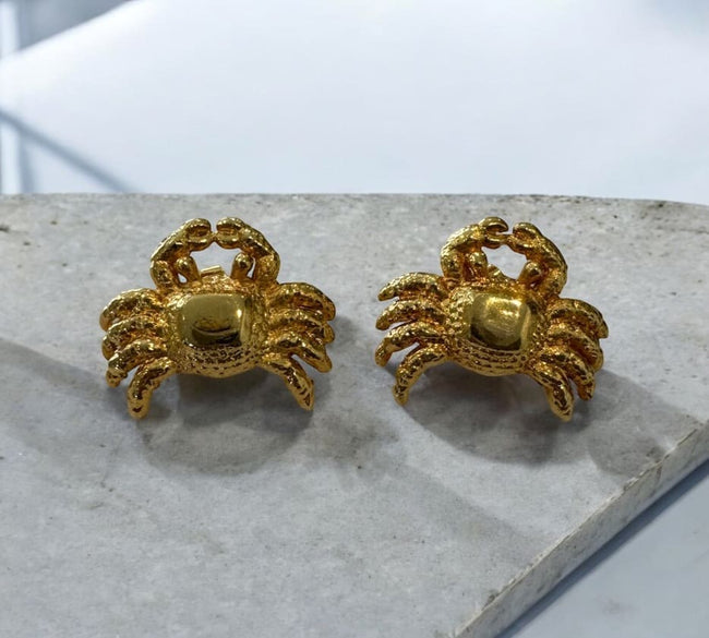 CRAB studs. essence of the ocean. Plated with 24k gold