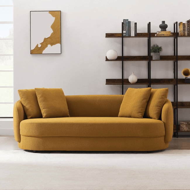 Dylan Modern French Boucle Sofa. This designer style French boucle sofas creates an inviting space for your guests or family entertainment activities