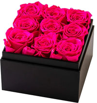 Roses in clear Square Box. Handmade real Preserved Roses