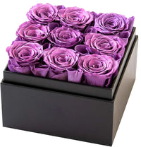 Roses in clear Square Box. Handmade real Preserved Roses