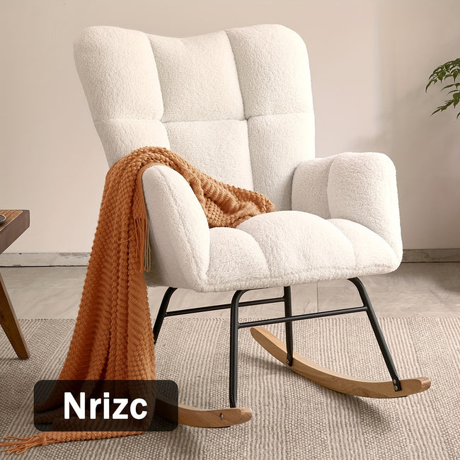Cozy Beige Rocking Recliner - Chaise Lounges with High Backrest and Modern Accent for Living Room, Bedroom, Cozy Reading, Nursery - Soft, Plush, and Comfortable Seating for Relaxation
