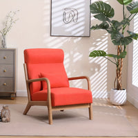 [Modern Accent Chair] Mid Century Modern Accent Chair - Wood Frame, Upholstered Living Room Chairs with Waist Cushion - Reading Schaukelstuhl Sessel for Bedroom Sunroom