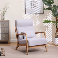 [Modern Accent Chair] Mid Century Modern Accent Chair - Wood Frame, Upholstered Living Room Chairs with Waist Cushion - Reading Schaukelstuhl Sessel for Bedroom Sunroom