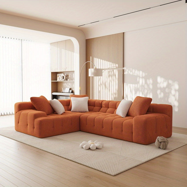L-Shape Sectional Couch with Chaise, Modern Modular Sofa with Deep Seat, Upholstered Couches for Living Room Bedroom, No Assembly Required