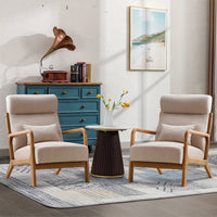 [Modern Accent Chair] Mid Century Modern Accent Chair - Wood Frame, Upholstered Living Room Chairs with Waist Cushion - Reading Schaukelstuhl Sessel for Bedroom Sunroom